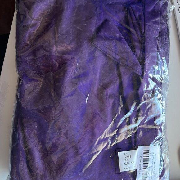 Women Plus Size maxi Dress 3/4 Sleeve V Neck Printing Purple tie belt 4XL - Picture 7 of 7